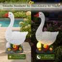 20 Inch Large Porch Goose Statue,Solar Garden Light,Weatherproof Resin, Outdoor Goose Statue & Hand-Painted Goose Decor for Yard Lawn