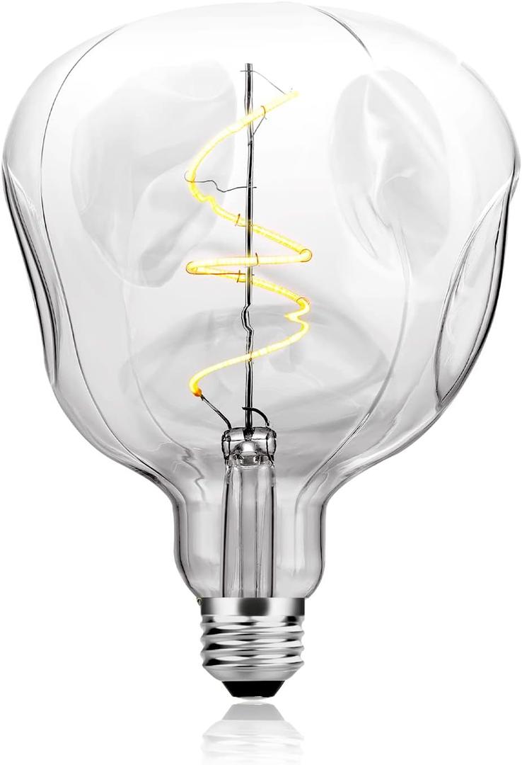 OMED S125 Oversized Dimmable LED Edison Bulb, 2700K Soft White Vintage Large Alien Shape Decorative Light Bulb with E26 Base, 5 watt 400LM Giant Clear Glass Edison Bulb for Bedroom and Living Room