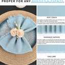 40 Packs Dusty Blue Cloth Napkins Cotton Linen Napkins Bulk 16.5 x 16.5Inch Handmade Gauze Napkins with Fringe, Natural Soft Cotton Rustic Dinner Napkins for Wedding Party Christmas Decoration