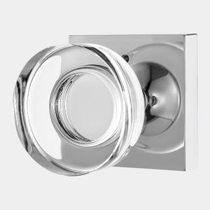 Polished Chrome Door Knobs Interior, Privacy Crystal Glass Door Knobs with Lock for Bathroom Bedroom