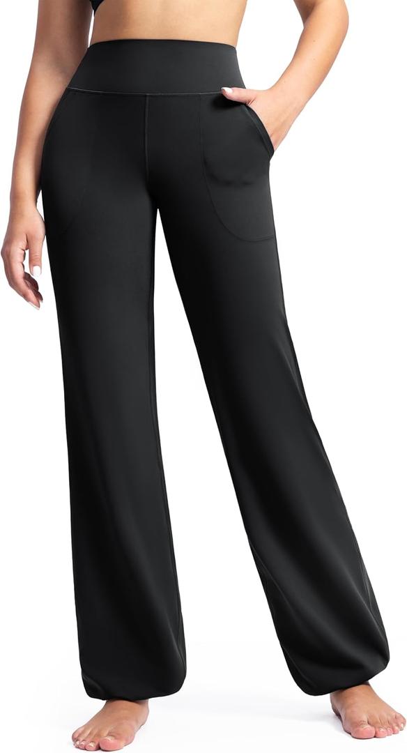 POSHDIVAH Women's Creamluxe Elastic Bottoms Straight Leg Sweatpants High Waisted Yoga Athletic Joggers with Pockets