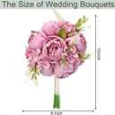 Vintage Purple Bridesmaid Bouquets for Wedding, Set of 4 Artificial Silk Peonies Flowers Bouquet for Marriage Decorations