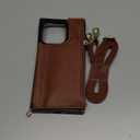 Bocasal Crossbody Wallet Case for iPhone 14 Pro with RFID Blocking Card Slot Holder, Magnetic Flip Folio Purse Case, PU Leather Zipper Handbag with Detachable Lanyard Strap 6.1 Inch 5G (Brown)