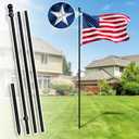 XIFAN Flag Pole Kit for Outside, 10 FT Heavy Duty Flagpole for Outdoor House in Ground, with 210D 3x5 ft American Flag & Ground Spike for Garden Yard, Residential or Commercial