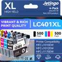 LC401XL Ink Cartridges for Brother Printer 4 Pack Work with Brother MFC-J1010DW MFC-J1012DW MFC-J1170DW Printer (1 Black, 1 Cyan, 1 Magenta, 1 Yellow)