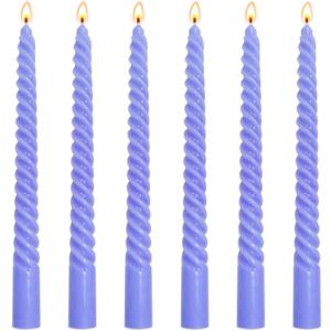 2 x 6 Pack 10 Inch Mauve Purple Spiral Taper Candles for Celebrations and Religious Ceremonies, Unscented Dripless Twisted Candlesticks for Dinner Decorative Accents Relaxation and Meditation