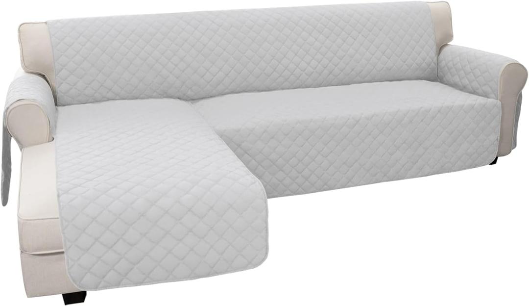 Easy-Going Sofa Slipcover L Shape Sofa Cover Sectional Couch Cover Furniture Protector Mat for Pets Dog Cat (Large,Light Gray/Light Gray)