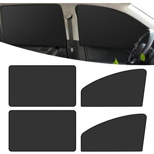 Tesnaao 4 PCS Car Side Window Sun Shade Replacement, 33CM x 48CM x 62CM Front Side Window Protectors, 80CM x 48CM Vehicle Rear Window Curtain, Universal Accessories for Most Cars (Black)