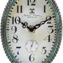 NIKKY HOME Vintage Table Clock - Battery Operated Rustic Distressed Style - Shabby Chic Home Decor for Fireplace Mantel, Shelf, Desktop, Countertop - Green