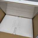 4 Tier Stackable Storage Bins with Lids, 28Qt Plastic Storage Containers with Magnetic Doors & Wheels, Convenient Storage Bins Closet Organizers, Household Organization for Home, Party, Office, Dorm (White)