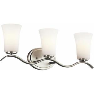 Kichler Armida 23" 3 Light Vanity Light with Satin Etched White Glass in Brushed Nickel