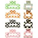 Checkered Rectangle Y2K Hair Claw Clips and Barrettes- 6 Pcs Large and Small Strong Hold Hair Accessories for Thin & Thick Hai