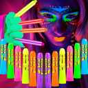 12 Pcs Glow in The Dark Body Face Paint Neon Glow in The Black Light UV Fluorescent Crayons Paint Glow Crayons Neon Fluorescent Face Painting Makeup Kit for Birthday Party Halloween Glow Party Makeup
