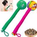 2PCS Long Size Manual Lymphatic Drainage Massage Hammer for Body, Back Massage Hammer Taichi,Wormwood Massage Hammer Sticks Muscle Relaxation 2PCS (Red/Green)