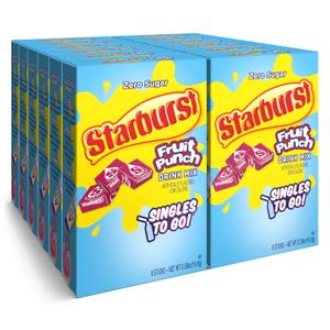 Starburst Singles To Go Powdered Drink Mix, Fruit Punch, Sugar-Free Drink Powder, Just Add Water,6 count (Pack of 12) (EXP 04/01/28)