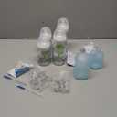Dr. Brown's Anti-Colic Options+ Wide-Neck Glass Baby Bottle Starter Set - Silicone Bottle Sleeves, Level 1, 2, 3 Nipples, HappyPacis, Storage Caps, Bottle Brush 