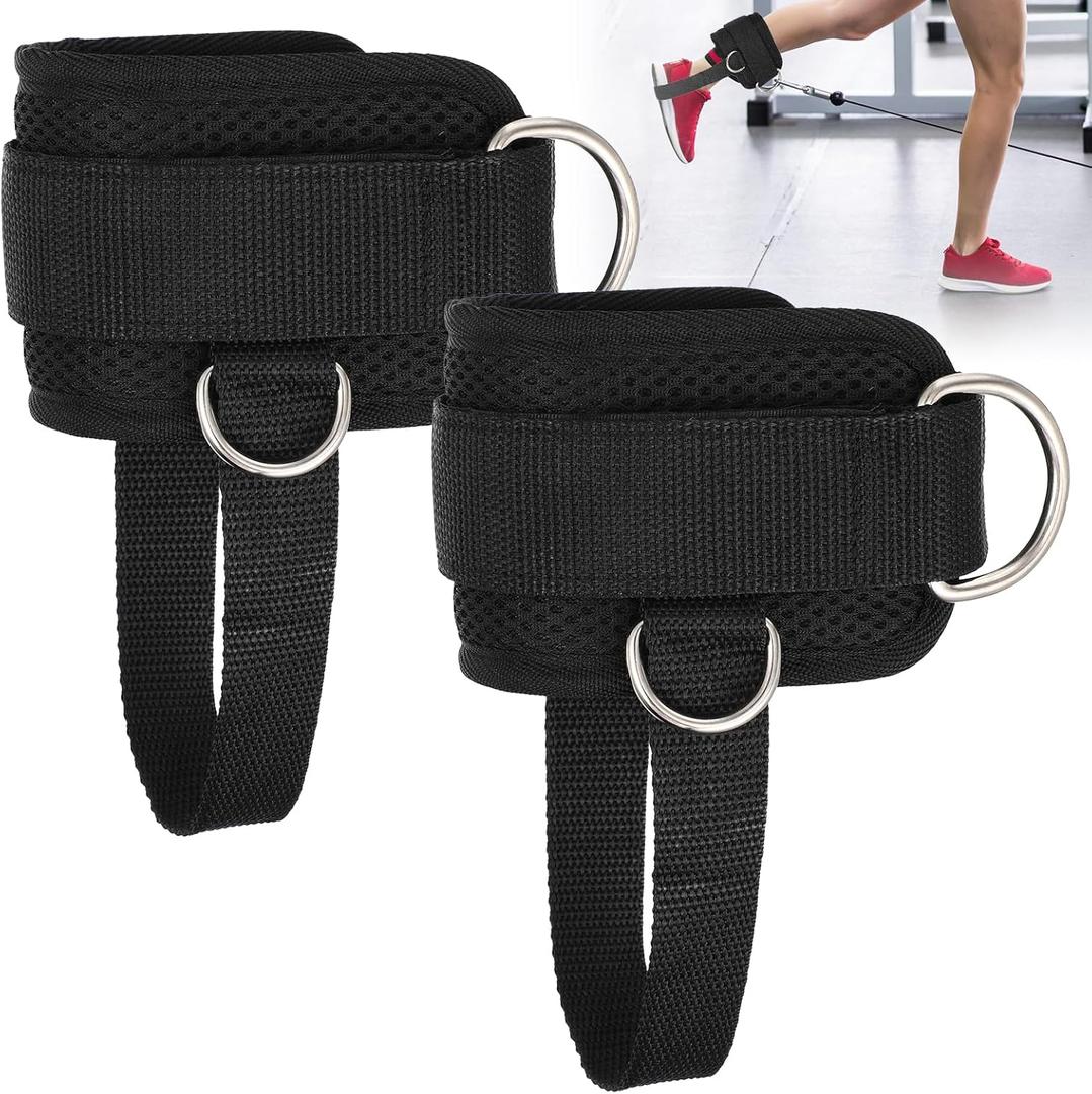 Andibro 2 Pack Ankle Straps for Cable Machine, Glute Kickback Leg Extension D-Ring Ankle Cuffs Attachment for Lower Body Workouts Men Women