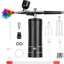 Airbrush Kit, Rechargeable Cordless Airbrush with Compressor, Non-Clogging High-Pressure Air Brush Set with 0.3mm Nozzle and Cleaning Brush Set for Makeup, Barber, Nail Art, Cake Decor