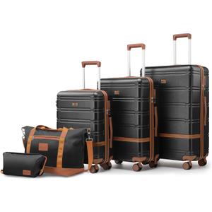 NEISIA Luggage Sets 3 Piece with spinner wheels, PC+ABS Hard Shell Travel Luggage,Lightweight Carry-on suitcases with TSA Lock,YKK Zippers, Black