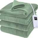 Sunbeam Royal Ultra Fleece Heated Electric Blanket Twin Size, 84" x 62", 12 Heat Settings, 12-Hour Selectable Auto Shut-Off, Fast Heating, Machine Washable, Warm and Cozy, Matcha