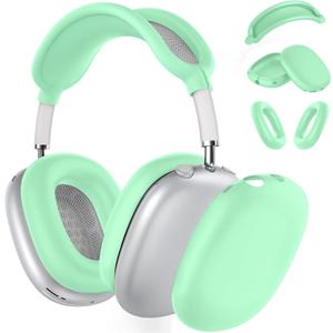 Silicone Case Cover for AirPods Max Headphones,Ear Pad Case Cover/Ear Cups Cover/Headband Cover for AirPods Max (USB-C/Lightning)(2024/2020),Soft Silicone Accessories for Apple AirPod Max, Light Green