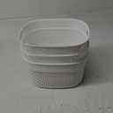 3Pack Medium Storage Basket, Decorative Plastic Home Organizer, Lightweight Versatile Tub with Built-In Handles, White