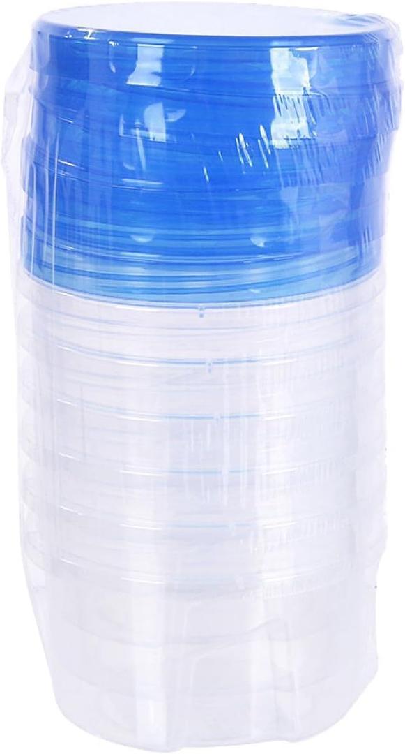 Refrigerator storage box, fresh-keeping box, round scale, microwave food insurance dispensing box (0.5L *6 set, Transparent box with blue lid)