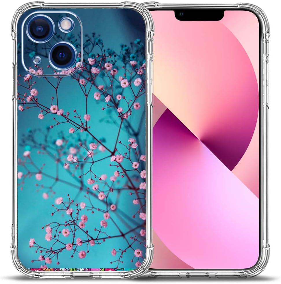 Case for iPhone 13 Pro Max, Plum Blossom Flower Drop Protection Shockproof Case TPU Full Body Protective Scratch-Resistant Cover for iPhone 13 Pro Max
