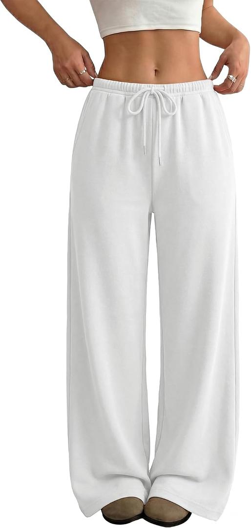JEKAOYI Wide Leg Sweatpants for Women High Waisted Baggy Sweat Track Pants Drawstring Casual Lounge Pants with Pockets, L