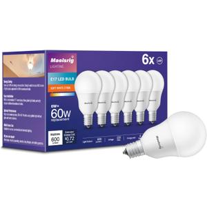 E17 Intermediate Base LED Bulb, 6W (60 Watt Equivalent) G14 Globe Ceiling Fan Light Bulbs, Soft White 2700K, 600 Lumens, Non-Dimmable, Pack of 6