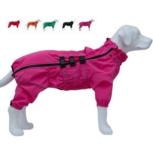 Dogs Waterproof Jacket, Lightweight Waterproof Jacket Reflective Safety Dog Raincoat Windproof Snow-Proof Dog Vest for Small Medium Large Dogs Rosered, Medium