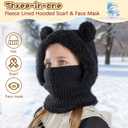 Kids Winter Balaclava Windproof Hats Gloves Set 3-in-1 Fleece Lined Hooded Scarf & Face Mask for Ages 2-8