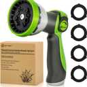 AUTOMAN Garden Hose Nozzle Sprayer - 10 Spray Patterns, Thumb Control On Off Valve, Durable Water Nozzle, Extra 4 Washers, for Watering Garden, Cleaning, Washing Car, Showering Pets Lawngreen