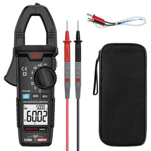 MESTEK Digital Clamp Meter Multimeter TRMS 6000 Counts Voltage Tester Amp Volt Meter, Auto-Ranging Voltmeter Measures NCV AC DC Current Voltage Resistance Capacitance Temperature Diodes Continuity
