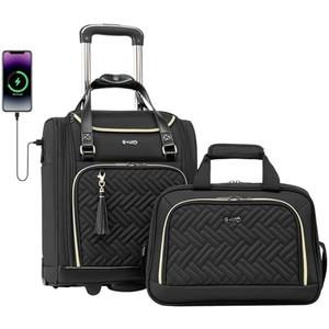 Coolife Luggage Carry On Luggage Underseat Luggage Suitcase Softside Wheeled Luggage Lightweight Rolling Travel Bag Underseater (Black, Carry-On 16-Inch)