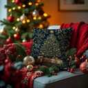 Magical William Morris Christmas Tree Pillow Covers 18x18, Whimsical Christmas Decor, Fantasy Full Moon Starry Night Decorative Throw Pillow Covers for Home Bedroom Living Room (Color-2)