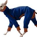 Winter Thin Dog Onesie Jumpsuit,Soft Warm Pet Turtleneck Sweater Stretchy Clothes for Small Medium Large Dogs_M(Blue)