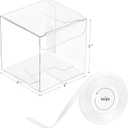 Mauproy 2x2x2 Inches Clear Favor Boxes, 100 Pack Small Plastic Gift Boxes with Ribbons for Macaroons Treats Candies Wedding Baby Shower Birthday Mother's Day Party Favors