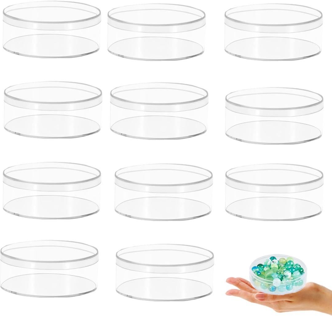 KissYou Acrylic Box Clear Round Box with Lid 12 Packs Small Mini Round Container Cookie Candy Sweets Easter Party Favor Gifts Box