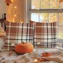 Fall 20x20 Throw Pillow Covers Set of 2, Watercolor Brown, Grey and White Checkered Decorative Holiday Pillow Case 20 x 20 Autumn Cushion Covers Pillowcase for Indoor Home Bedroom Sofa Decor