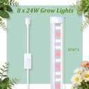 Plant Stand with Grow Light Indoor - 6-Tier DIY Plant Shelf with Grow Lights for Seedlings, Greenhouse, Indoor, 8 Pack 5000K 192W LED Full Spectrum Growing Lamp with Rack, Wheel, 29"x13.5"x73.5", 8 Lights, 6 Pads, 6 Shelves, 4 Casters, 12 Poles