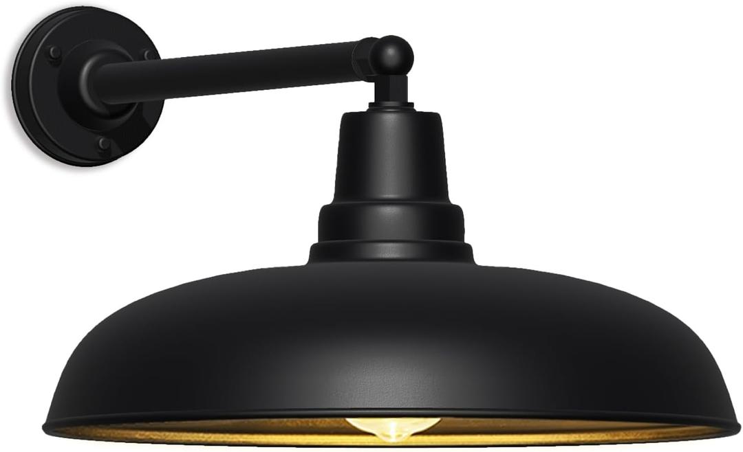 23" Extra Large Outdoor Gooseneck Barn Light - Matte Black, Industrial Style Wall Mount, Waterproof and Rust-Resistant, Vintage Farmhouse Style, Suitable for Porch, Barn or Patio (23 Diameter - 1 Pc)