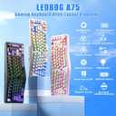 LEOBOG A75 Wireless Mechanical Keyboard, 75% Split Alice Layout, Hot-Swappable RGB Backlit with Knob & Cat Keycaps, 2.4G/USB-C/BT5.0 Cute Creamy Gaming Keyboard - Barbie Switch, Pink