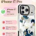Lotadilo Case for iPhone 17 Pro Case Compatible with Magsafe Ring Holder Stand - for Women Blue Flower Design TPU Phone Cover for Girls Girly Funny Fashion