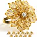 12 Pack Flower Napkin Rings Holders Clear Rhinestone Dcor Dinner Party Wedding Christmas Gathering