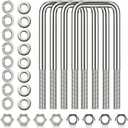4 Pcs Hotop 304 Stainless Steel Square U-Bolt Boat Trailer U-Bolts with Washers and Nuts l Heavy Duty U Bolt for Sailboat Trailer Automobiles Industrial Part (1/2 D x 2 1/16 W x 6 5/16 Inch)