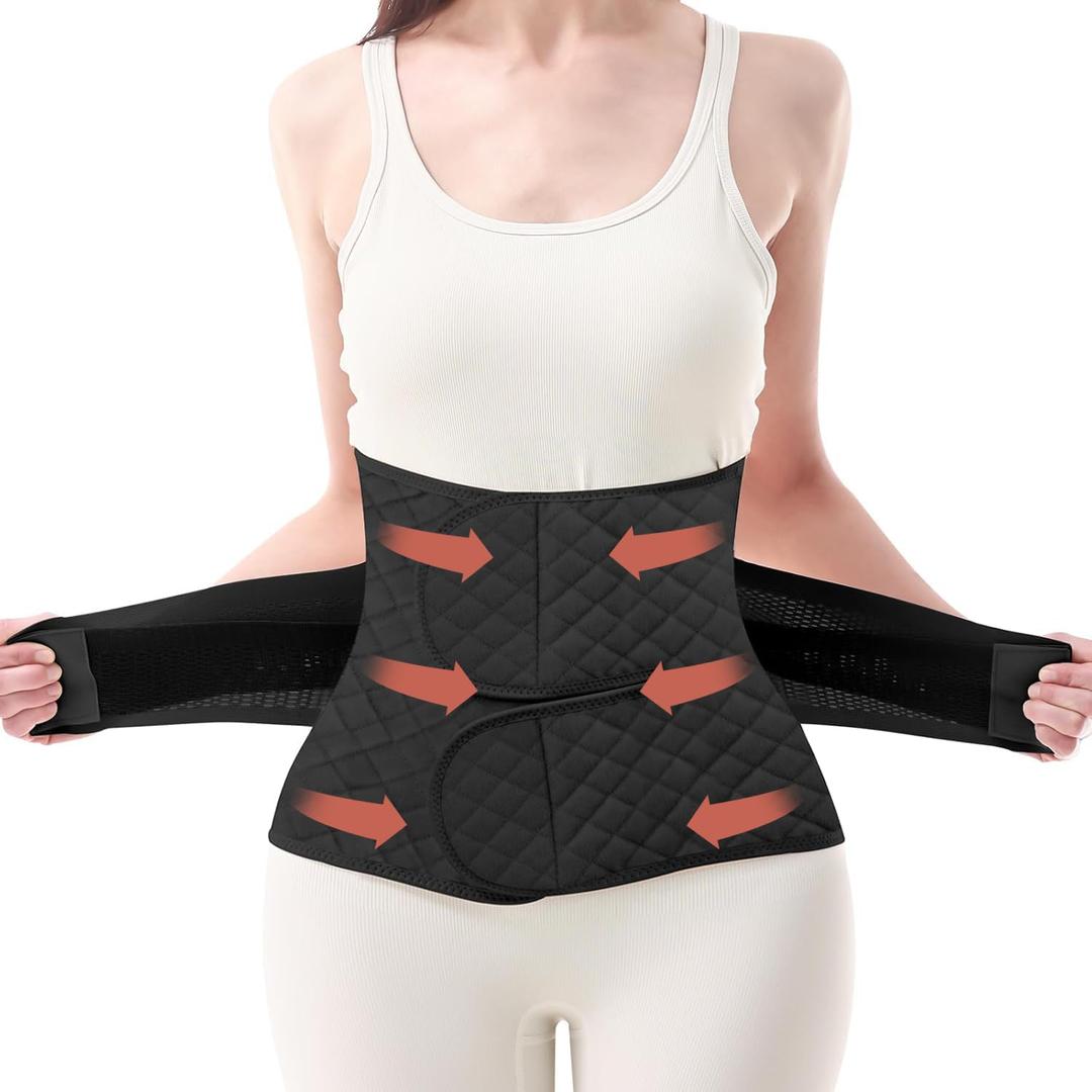 Trendyline Postpartum Belly Band Wrap: Abdominal Binder Post Surgery Postpartum Belly Wrap Post Partum Binder - C Section Recovery Support Belt Post Partum Girdle Stomach Hysterectomy Belly Band, Black, Large