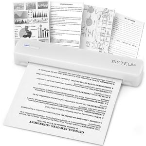 Portable A4 Thermal Printer, Inkless Mobile Printer with Bluetooth for iOS/Android & USB for PC/Mac, 203 DPI Clear Text for Documents, Travel & Office, Supports A4/Letter/Legal Thermal Paper