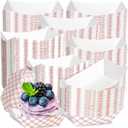 Mini Tiny Paper Food Boats (100 Pack) Disposable Red & White Checkered Paper Food Trays, Eco Friendly Paper Food Trays, Serving Boats for Concession Food & Condiments, Condiment 