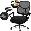 Water-resistant Stretchable Separate Office Chair Seat Cushion Covers with Armrest Covers Universal Spandex Computer Chair Slipcover - Removable Washable Cushion Protectors for Dogs, Cats (Black)